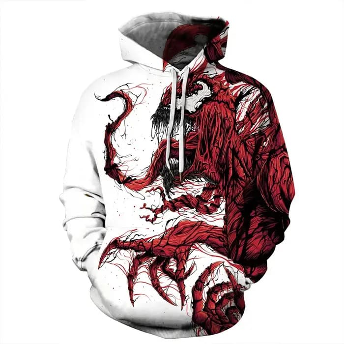 Venom Villain-Sweat à capuche à manches longues imprimé en 3D pour hommes