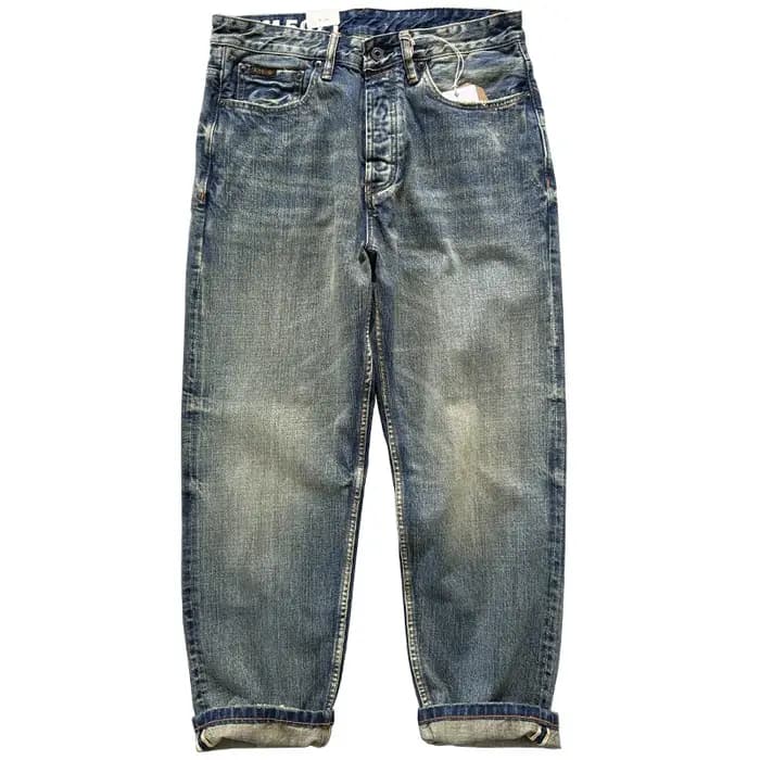 Jean en denim selvedge bleu indigo japonais pour homme, coupe droite, 13,5 oz, artisanal, vintage, l