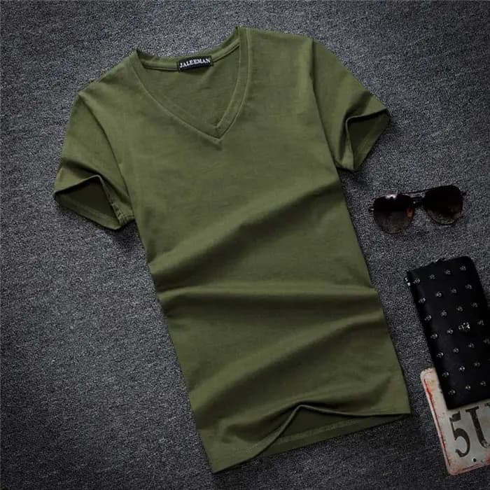 T-Shirt à Manches Courtes et Col en V pour Homme
