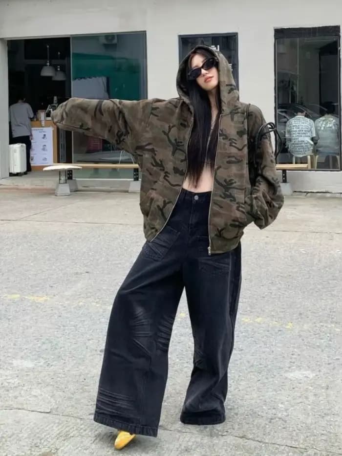 Sweat-shirt à capuche de Camouflage de Style rétro américain pour femme