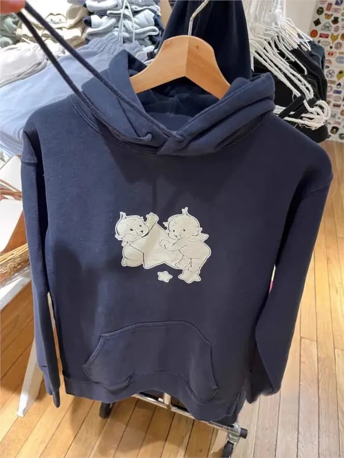 Sweat à capuche imprimé étoile d'ange pour femme