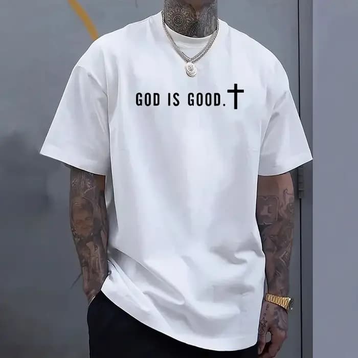 Nouvelle Arrivée 2026 – T-shirt Homme de Haute Qualité 100% Coton à Manches Courtes – T-shirts Imprimés « God Is Good » – Mode Décontractée d'Été