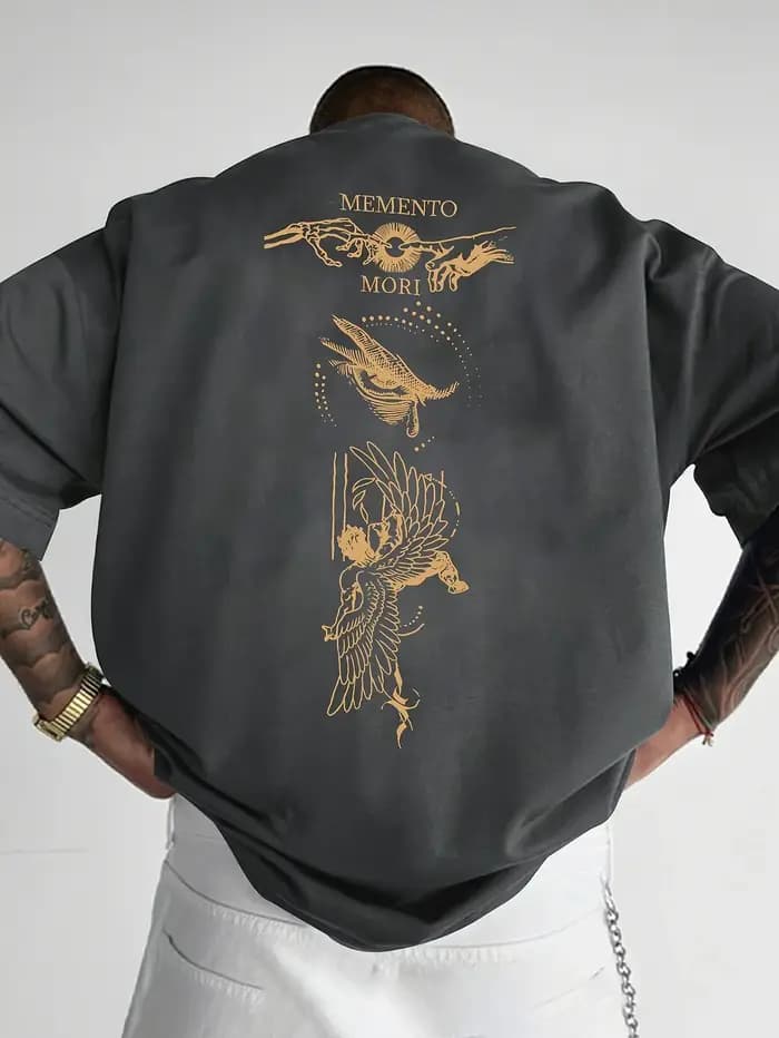 T-shirt ample pour homme « Memento Mori » à motif gothique