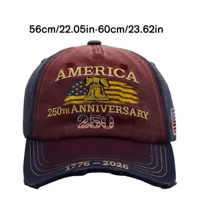 Casquette de baseball à thème drapeau américain commémorant le 250e anniversaire des États-Unis