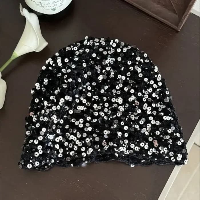 Casquette tissée à paillettes rétro Vintage