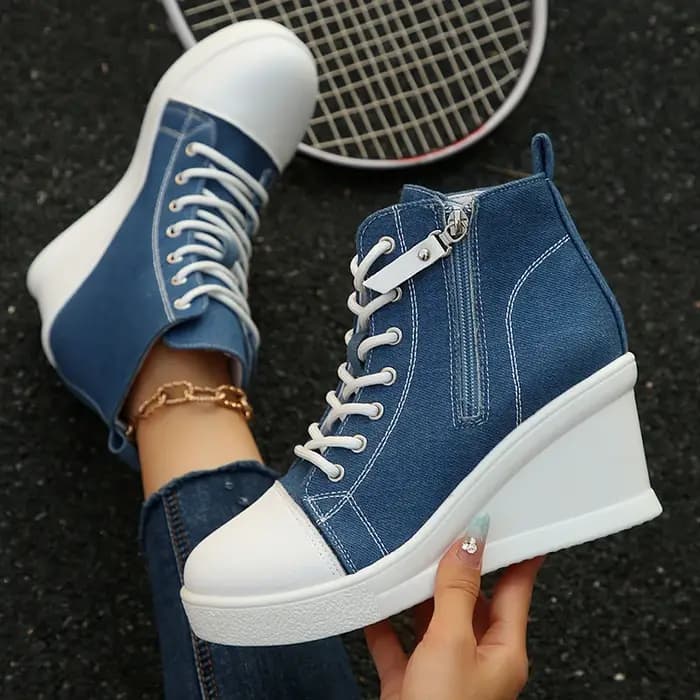 Baskets montantes à talons compensés pour femmes