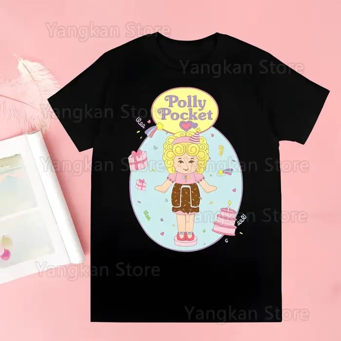 Polly poche dessin animé imprimé t-shirt femmes Kawaii chemises graphiques décontracté à manches courtes femme