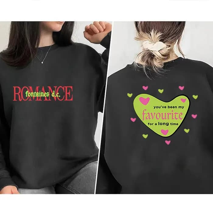 Fontaines DC Romance sweat à capuche tendance groupe de musique Rock irlandais chemise 2 côtés impri