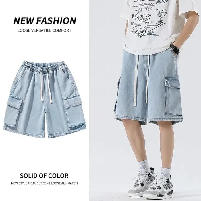 Été nouveaux shorts en jean pour hommes vêtements de rue rétro coréen Harajuku poche jeans