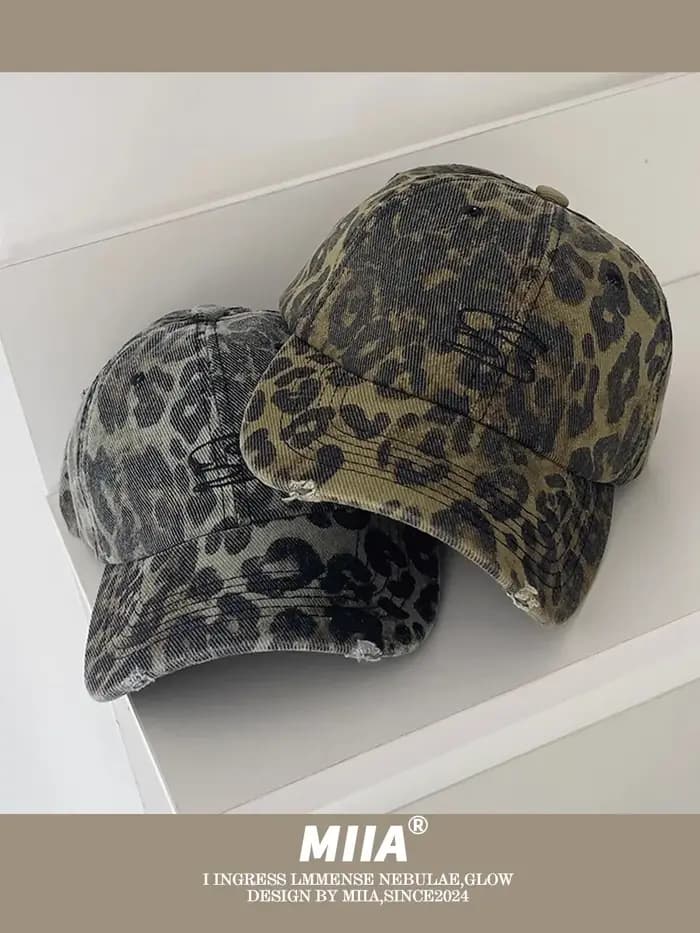 Casquette de Baseball à Imprimé Léopard Brodée de Style Coréen