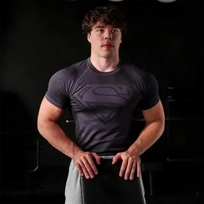 Nouveau T-shirt décontracté et tendance pour homme, style Superman, à manches courtes, séchage rapid