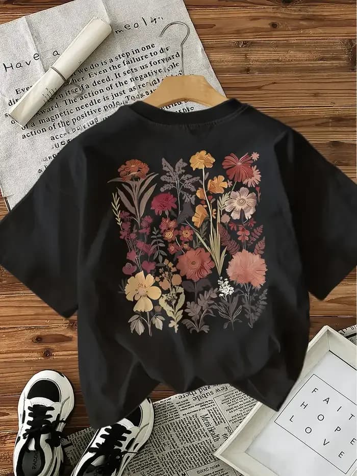 Fleur 100% coton Y2k T-Shirt femme drôle t-shirts Egirl mode coréenne graphique