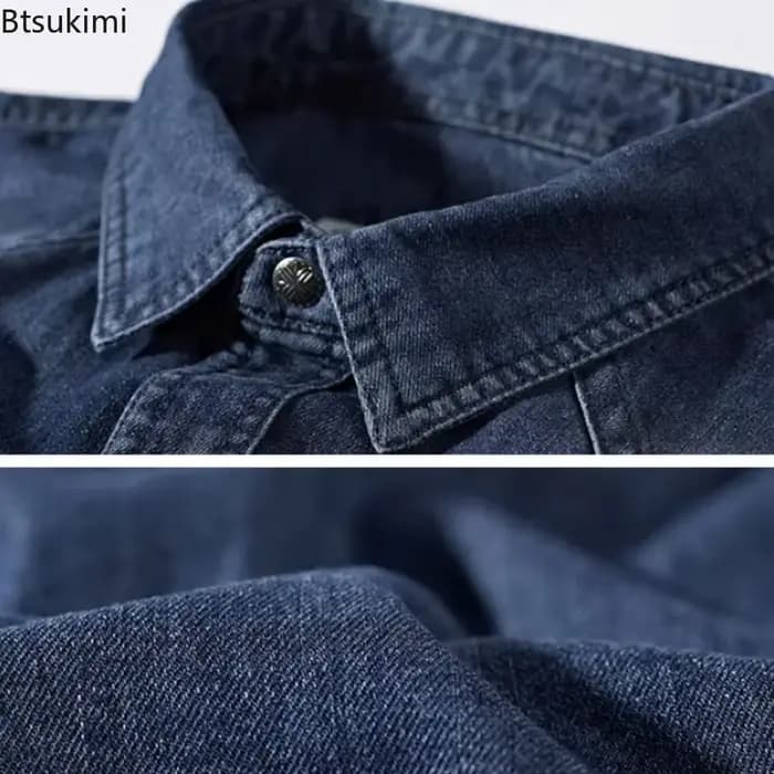 2026Men Denim Jean chemise à manches longues 100% coton de haute qualité beau Hombre décontracté