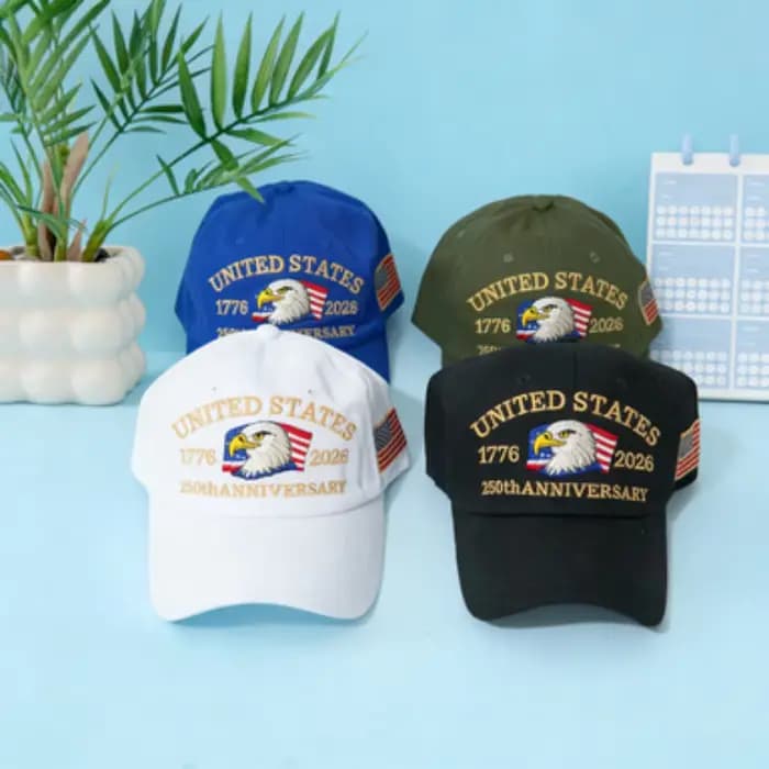 Casquette de baseball brodée d'un aigle du drapeau américain