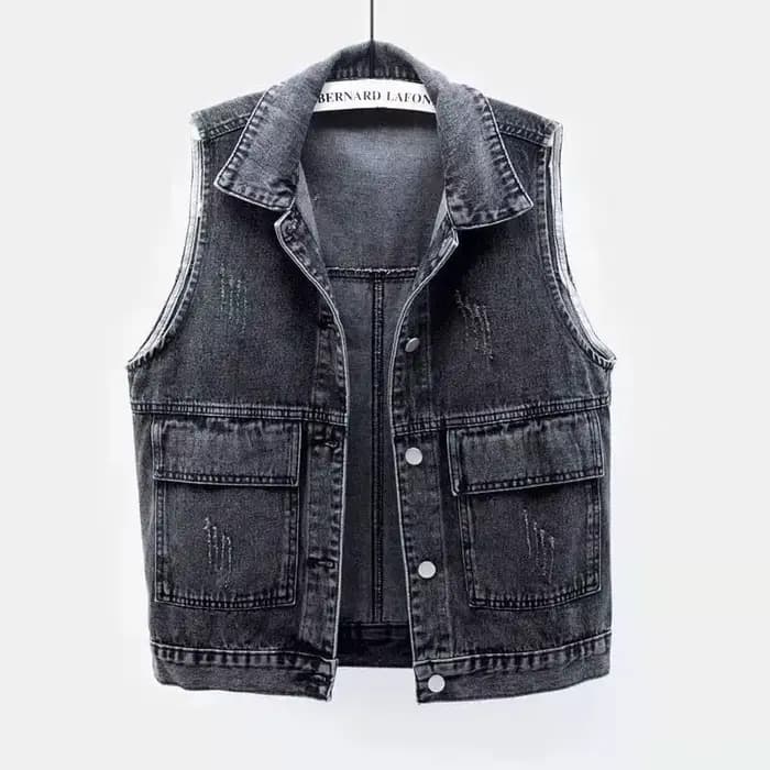 Manteau court en jean effiloché pour femme