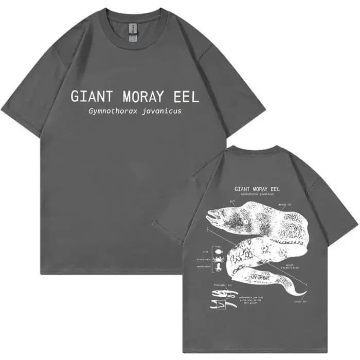 Animaux marins géant Moray anguille anatomie graphique T-shirt hommes femmes décontracté Vintage