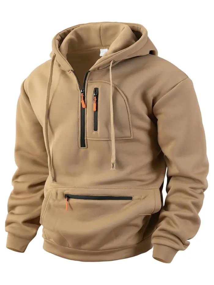 Sweat-shirt de sport décontracté à capuche pour hommes, pull ample en polaire de style industriel, c
