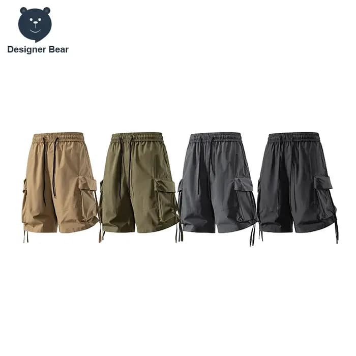 Short Cargo Homme Style Américain Nouvelle Collection Été 2026 Grande Poche Streetwear Décontracté Sportif Noir Jeunesse