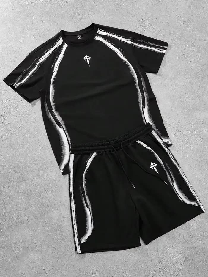 Nouvel ensemble homme été 2026 à manches courtes avec imprimé 3D pour un style décontracté urbain, c