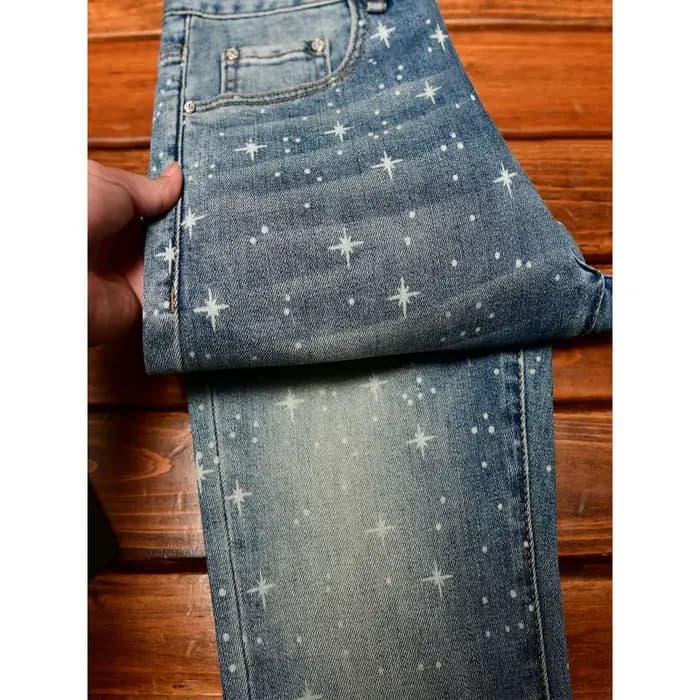 Jean de luxe léger imprimé Flash pour hommes, avec petits pieds, vêtements d'automne pour hommes, pa