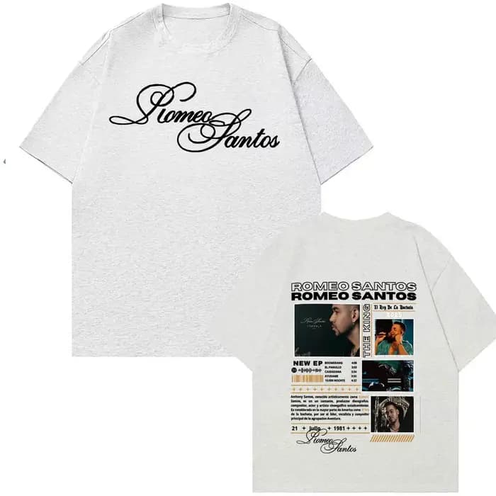 Rappeur Romeo Santos le roi Tormula Tour 2025 T-shirts graphiques hommes gothique mode Hip Hop t-shirt surdimensionné