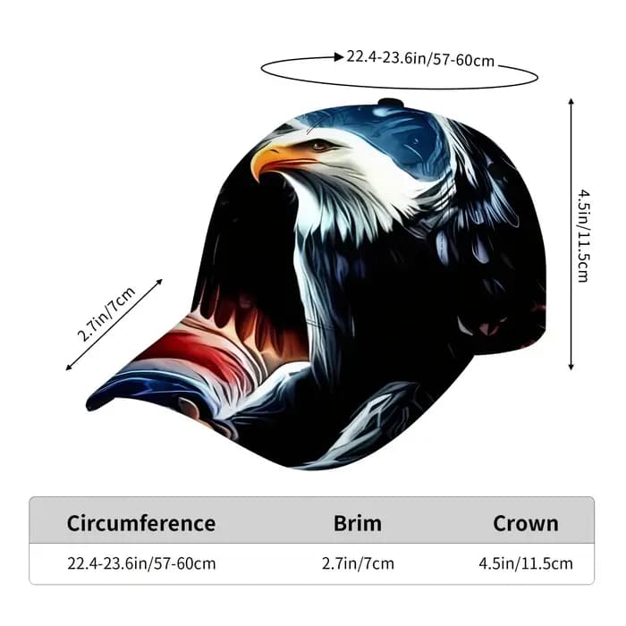 Casquette de baseball avec tête d'aigle et drapeau américain