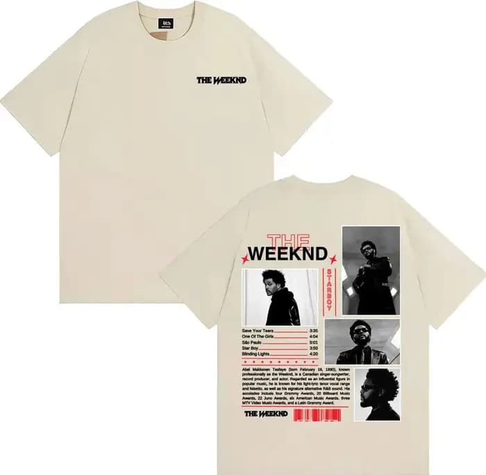 Rappeur The Weeknd Starboy Album couverture T-shirt vêtements pour hommes Harajuku Punk Hip Hop T-shirts homme 100%