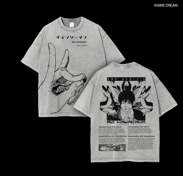 Manga tronçonneuse homme T-Shirt graphique Hayakawa Aki imprimé Vintage lavé