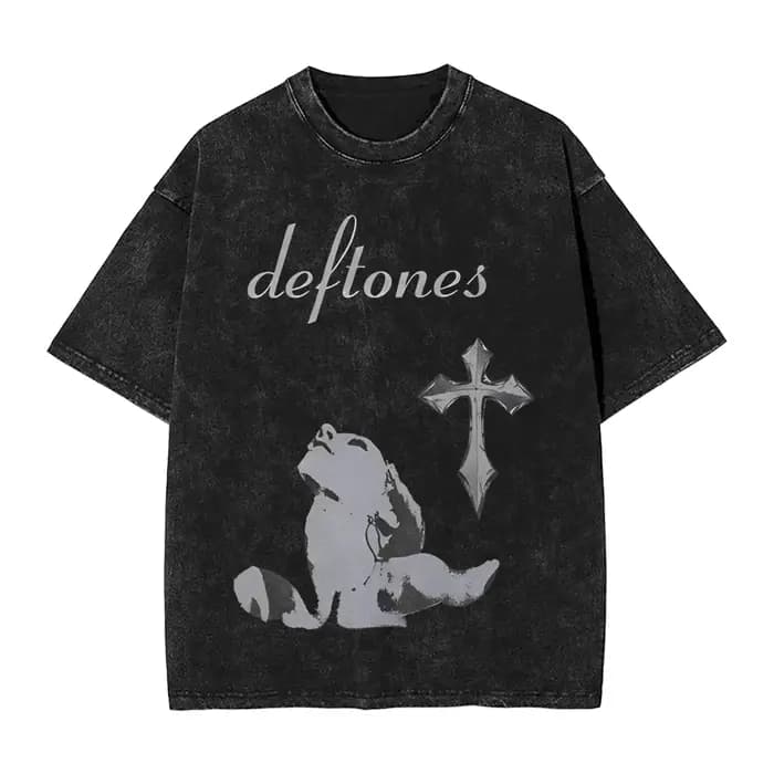 Nouveauté vêtements pour hommes Ohms poney blanc Deftones groupe de Rock lavé à manches courtes col rond Y2k t-shirt