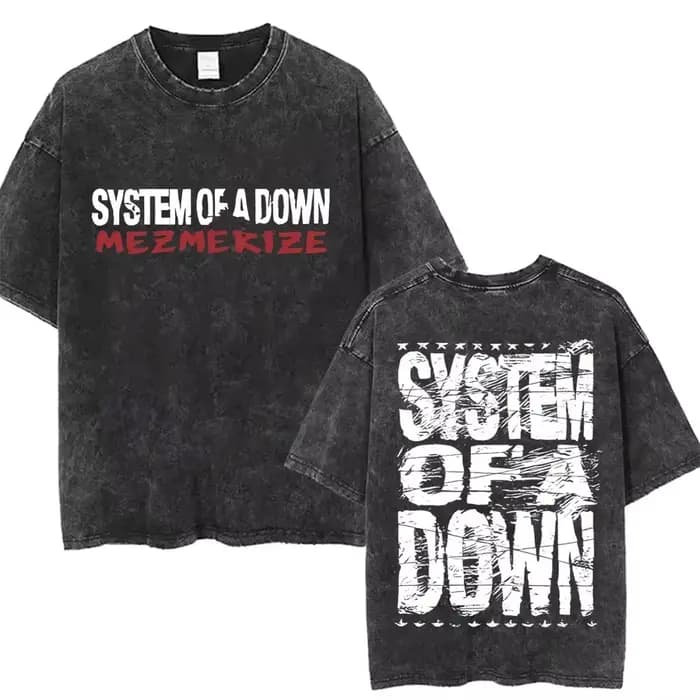 T-shirts graphiques délavés System of A Down Toxicity Album pour hommes et femmes