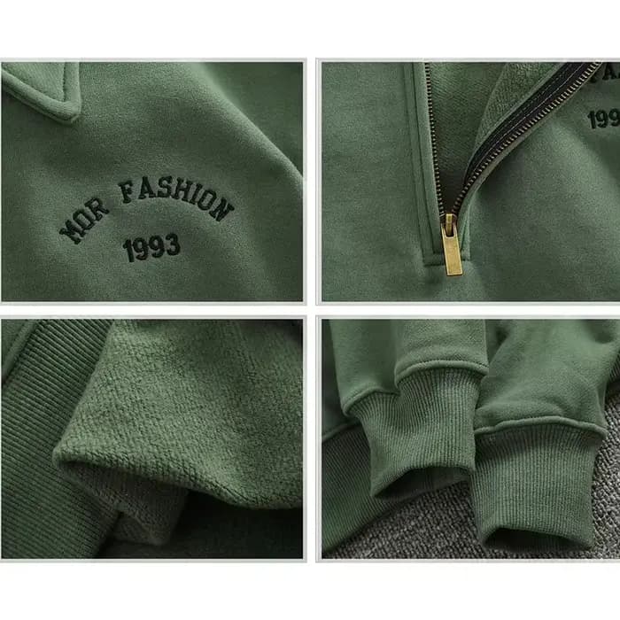 Sweat à capuche à revers demi-fermeture éclair pour hommes