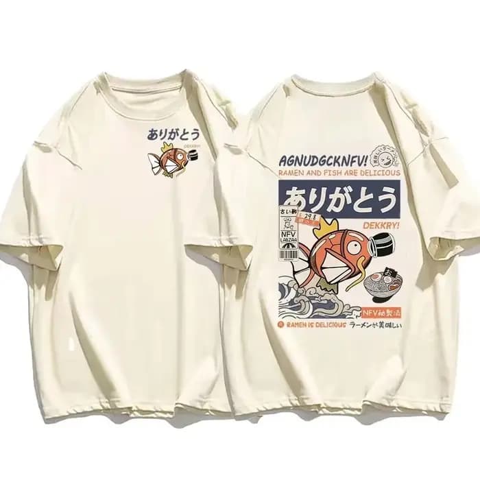 Japonais Streetwear T-shirt hommes Koi poisson Sauce soja imprimé décontracté femmes à manches court