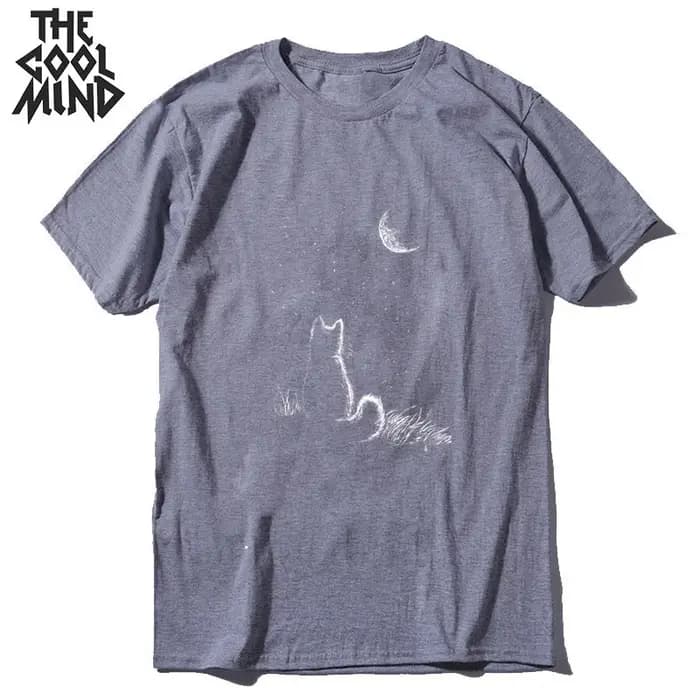 COOLMIND 100% coton décontracté à manches courtes impression drôle hommes t-shirt été cravate ample