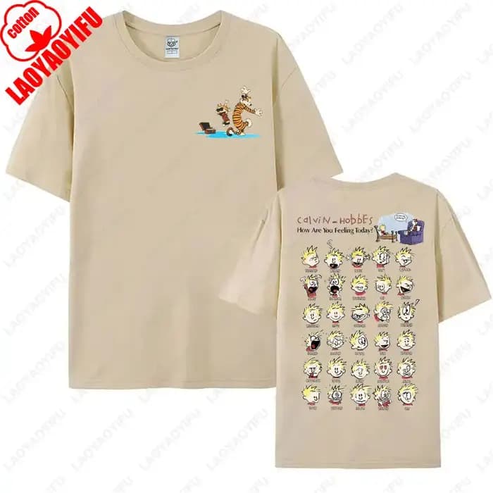 Drôle Calvin et Hobbes T-shirt graphique coton pour hommes femmes tenue décontracté nostalgie vieille école Style dessin animé t-shirts Camisetas