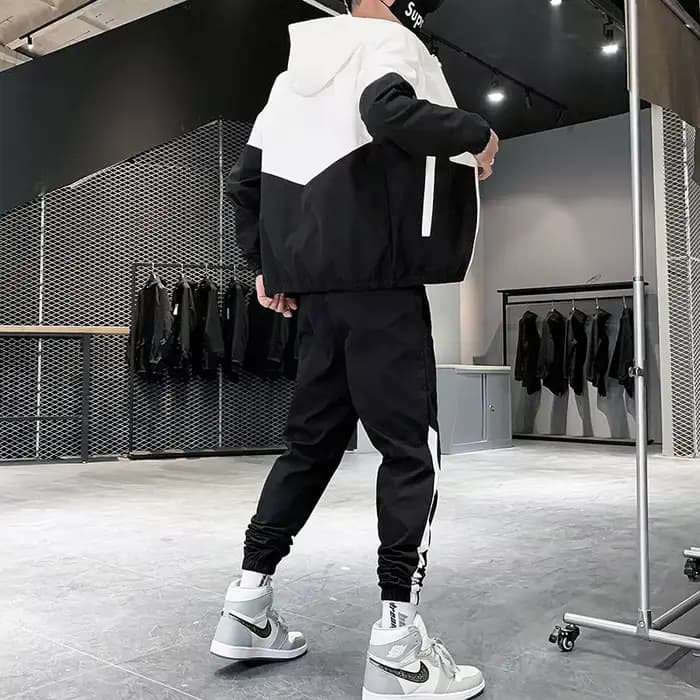 Ensemble de survêtement décontracté pour homme 2026 – Veste à capuche et pantalon de jogging 2 pièces – Tenue de sport Hip Hop pour la course