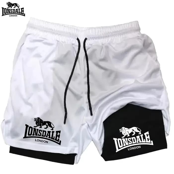 LONSDALE short de Fitness imprimé motif pour hommes Double couche 2 en 1 séchage rapide