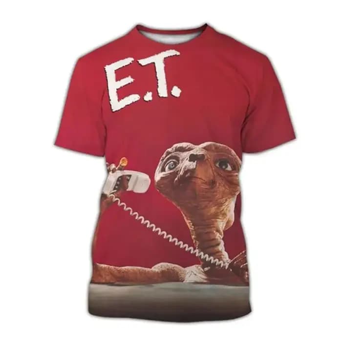 ET Le Extra-Terrestre impression 3D T-Shirts hommes femmes mode Streetwear surdimensionné à manches courtes t-shirt