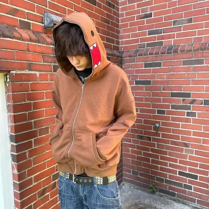 Y2k sweat à capuche nouveau Harajuku Hip-hop dessin animé imprimé pleine fermeture éclair