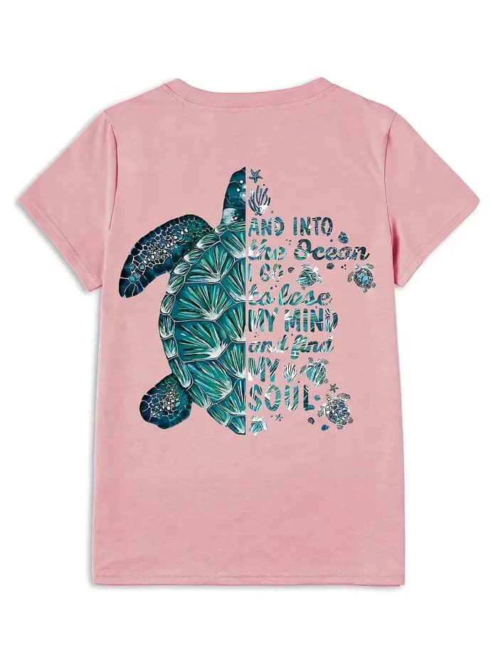 T-shirt graphique tortue de mer pour femme