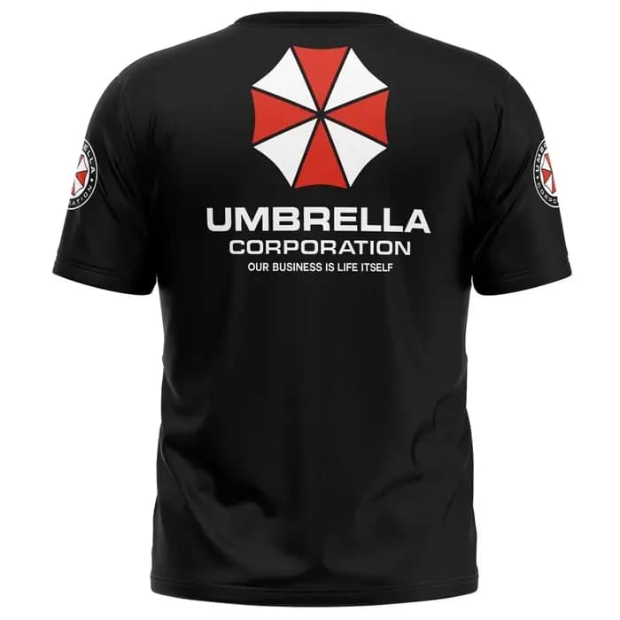 T-shirt Resident Umbrella Corporation - Logo et slogan emblématiques noirs imprimés en 3D