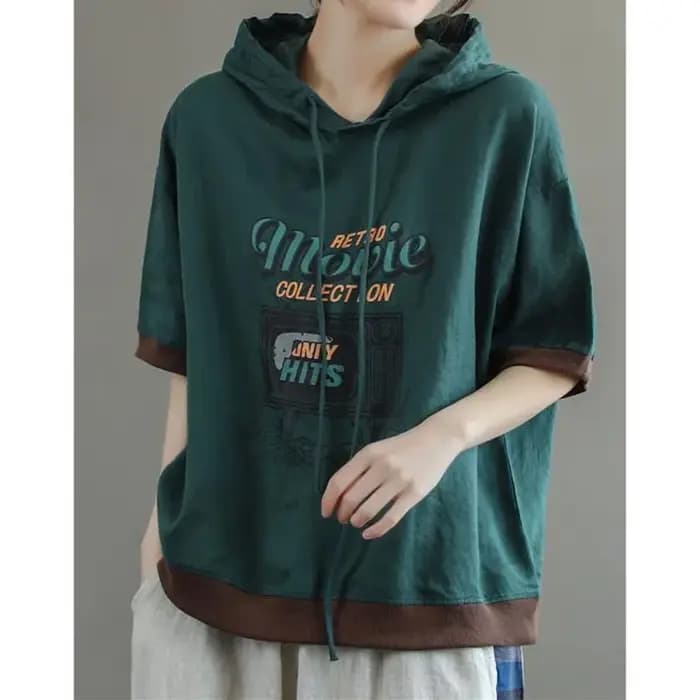 T-shirt à capuche à manches courtes pour femme