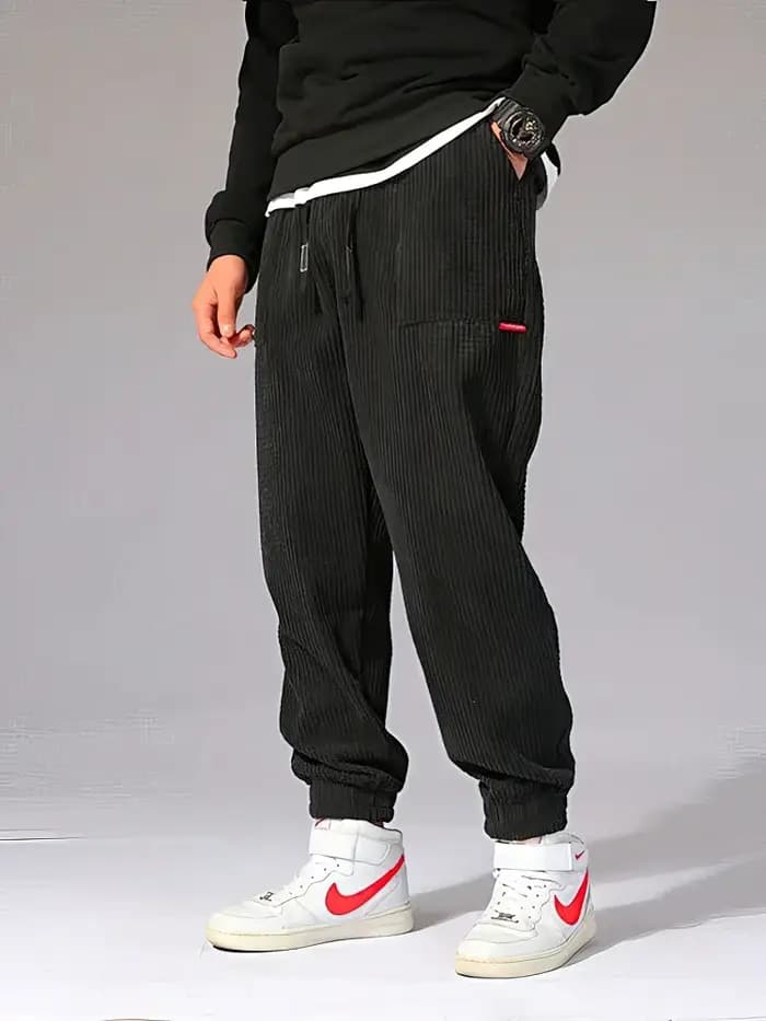Baggy velours côtelé survêtement pantalon hommes Tech polaire pantalons