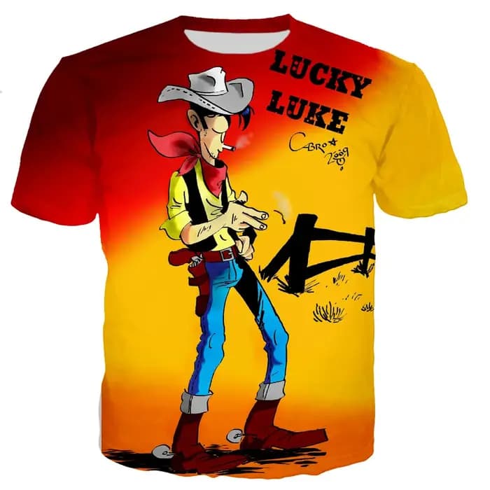 Lucky Luke T-Shirts dessin animé 3D imprimé Streetwear hommes femmes mode surdimensionné t-shirt Harajuku