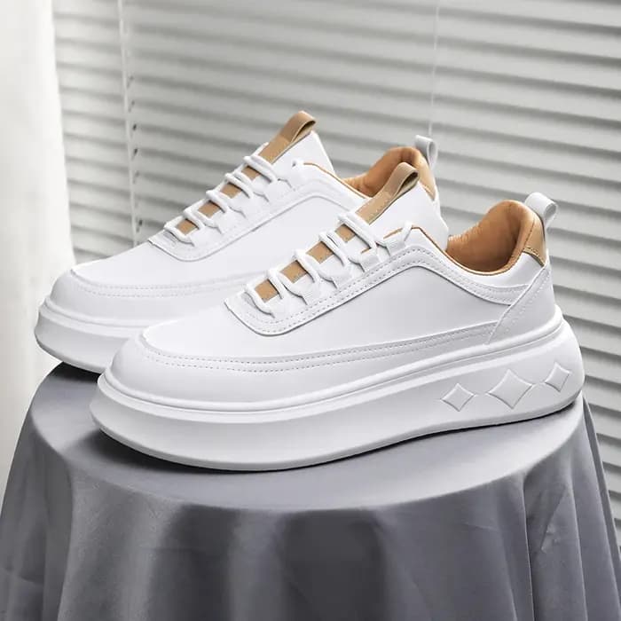 Mode blanc hommes espadrilles décontractées plate-forme extérieure chaussures de course respirant