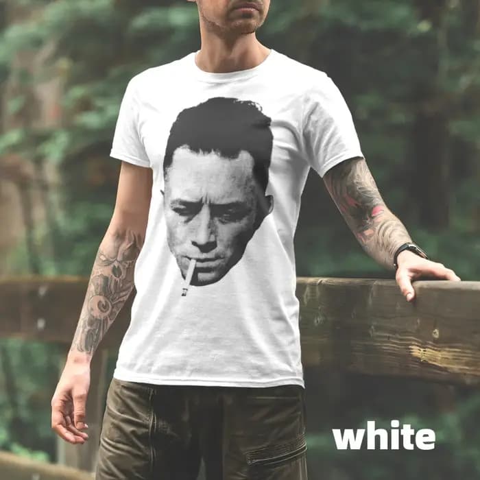 T-shirt Vintage Albert Camus Portrait Rétro Tendance Personnage Femme Homme Décontracté Oversize Ample Col Rond Coton Été Streetwear