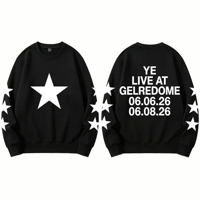 Kanye West Live At Gelredome Pays-Bas 2026 Sweat-shirt à capuche imprimé Hip Hop pour femme et homme