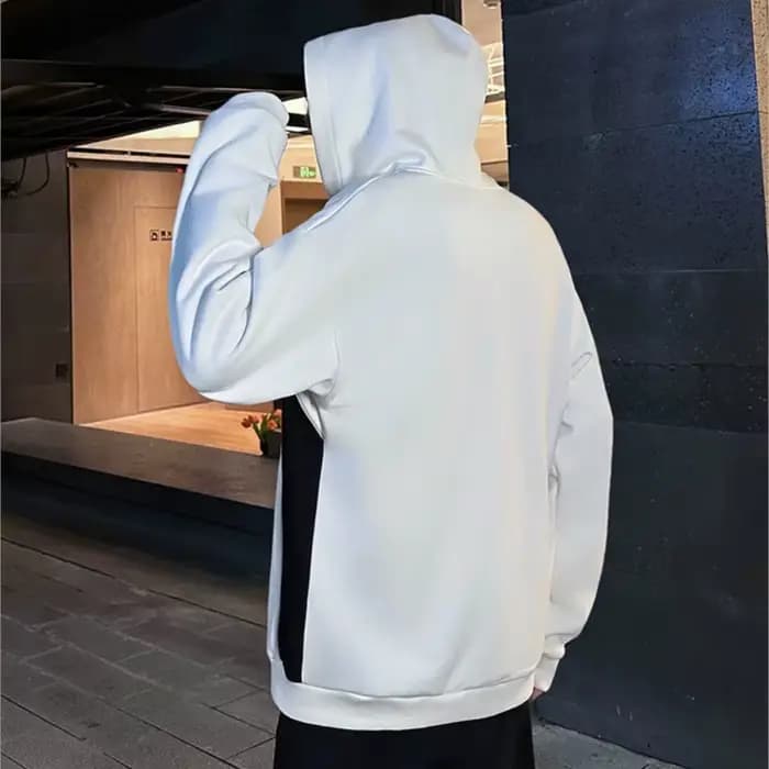 Sweat à capuche patchwork à rayures Casting pour hommes
