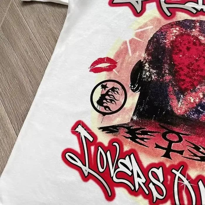 HS Lovers Tee Portrait Heart of Fire T-shirts en coton à manches courtes pour hommes et femmes