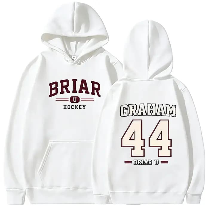 Sweat à capuche graphique Off Campus Briar University Hockey Graham 44 pour hommes et femmes, style vintage, coupe oversize, pull tendance pour homme