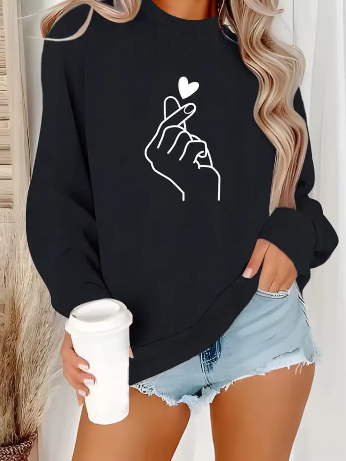 Sweat à capuche imprimé sourire à col rond pour femmes, sweat-shirt esthétique féminin, vêtements St